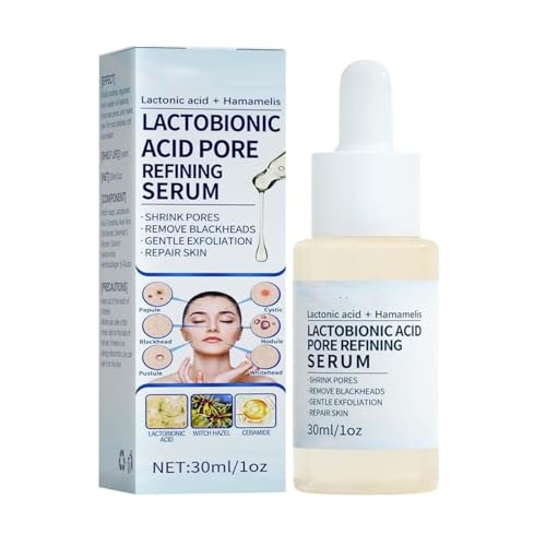 Ácido Lactobiónico Refinador de Poros – Tratamiento Reductor de Arrugas Instantáneo y Refinador de Poros, Sérum Facial Exfoliante Suave para Suavizar, Iluminar y Limpiar en Profundidad (1 PC)