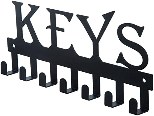 FairyCity Keys Holder for Wall Metal Vintage Keys Hook- Home Decor Key Hanger Decorative with 7 Hooks for Front Door Kitchen and Home Black