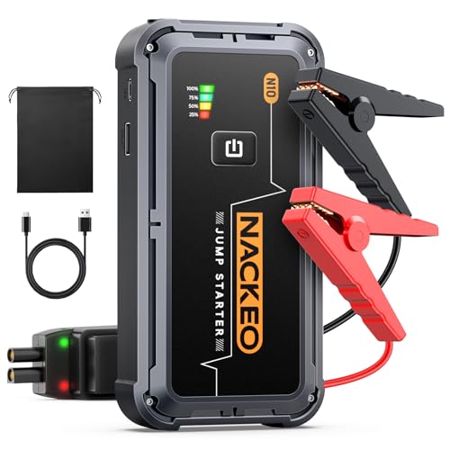 NACKEO Portable Car Battery Jump Starter 5000A Car Jump Starter Battery Pack (9.0L Gas/8.5L Diesel), 12V Jump Box Car Battery Jumper Starter Portable Jumper Cables, Fast Charge, Lights, Compact