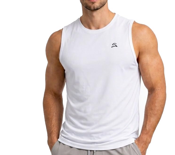 PowerFlex Men’s Sleeveless Active Gym Sandow T-Shirt (in, Alpha, M, Regular, White)-picture-47
