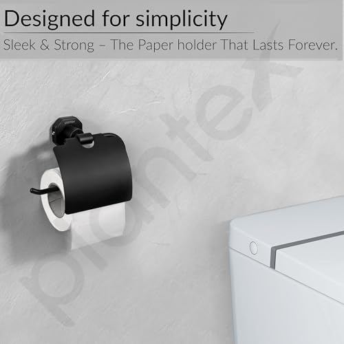 Image of Plantex 304 Grade Stainless Steel Toilet Paper Holder for Bathroom /Toilet Paper Roll Stand /Tissue Holder /Bathroom Accessories - Nipron (Black)