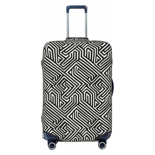 Black And White Maze Minimalist Elastic Travel Luggage Covers Dustproof Scratch-Resistant Suitcase Protector Fit 22-24 Inch