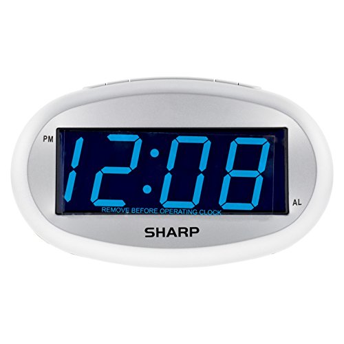 Sharp Blue Led Alarm Clock With Dimmer - Silver #TOP1