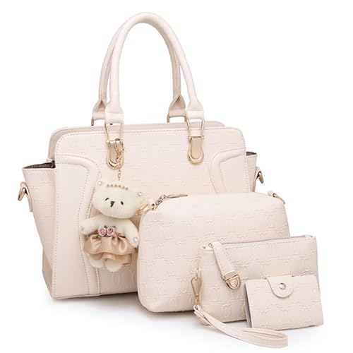 DEERWORD Mujer Bolsos de Mano Casual Bandolera Marca Mediano Totes Antirrobo Hombro Italianos PU Cuero 79237 1 Piezas Gyöngyfehér