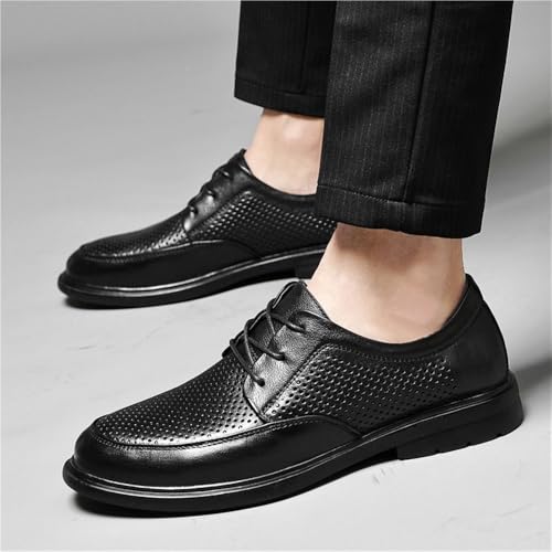 Men's Lace up Dress Shoes Classic Leather Oxford Black Comfortable Breathable Slip Rubber Sole Formal Business Casual Work Shoes British Style3