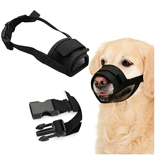 Muselières pour Chiens, Muselière en Nylon Réglable pour Chiens, Museliere Anti Aboiement, Muselière Souple Réglable, pour Les Petits Chiens de Taille Moyenne