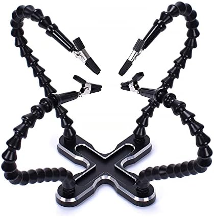 4 Claws Welding Stand, Aluminum Alloy Welding Platform with 4Pcs Flexible Arms and 4Pcs Alligator Clips for Soldering, Crafting, Painting (Black) image 4