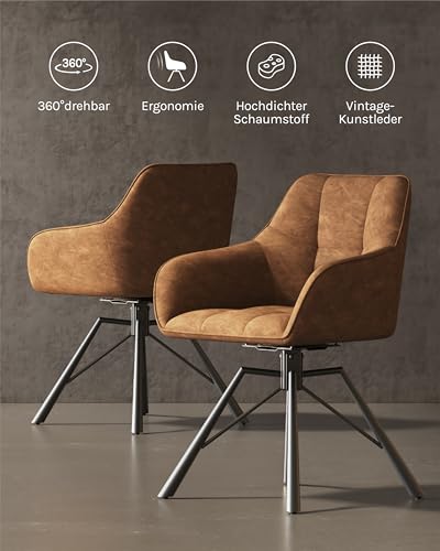 WOLTU-Esszimmerstuhl-drehbar-6er-Set-Kuchenstuhl-Polsterstuhl-Drehstuhl-bequemer-Stuhl-mit-Armlehnen-Ruckenlehne-Armlehnenstuhl-fur-Esszimmer-Wohnzimmer-mit-Kunstlederbezug-Hellbraun | Dealmeister.io Alt tag für bilder post titel