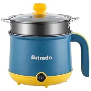 Brimdo 1.8L Electric Kettle 600W Inner Non-Stick Cooking Pan with Stainless Steel Steamer, Steaming Double Layered Body Multi Cook Pot for Pasta, Noodles, Momos, Tea, Coffee, Egg, Vegetable Boiling