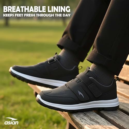 Image of ASIAN Men's Walking Shoes | Lightweight Comfort with Velcro Closure | Cushioned Support & Anti-Slip Sole | Ideal for Daily Walking & Long Hours