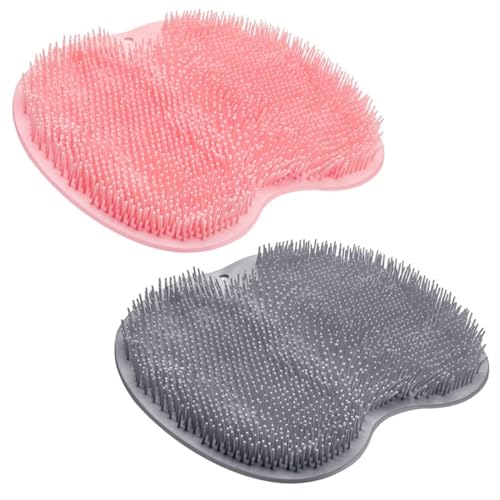 COZY CORNER 2-PACK Shower Foot Scrubber Mat with Suction Cups | Wall-Mounted Silicone Foot & Back Scrubber | Exfoliating Foot Brush for Dead Skin Removal | Non-Slip Foot Massage Bath Pad for Men & Women
