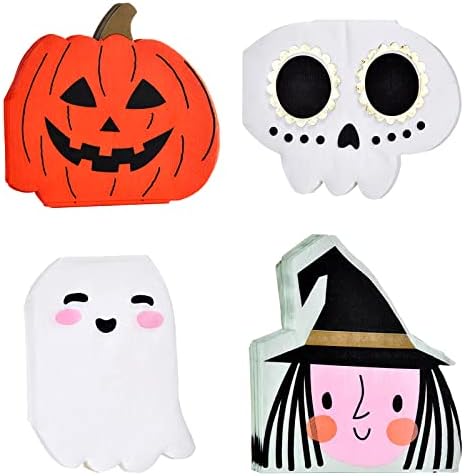 GGBOY 80 Pcs Halloween Napkins Ghost Witch Skull Pumpkin Halloween Paper Napkins, Halloween Theme Party Napkins Halloween Cocktail Napkins Halloween Napkins for Decoupage Halloween Tableware