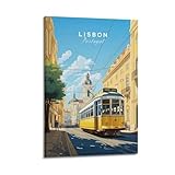 NXIYUHA Póster de viaje vintage de Lisboa, Portugal, pintura decorativa, lienzo artístico, 20 x 30 cm