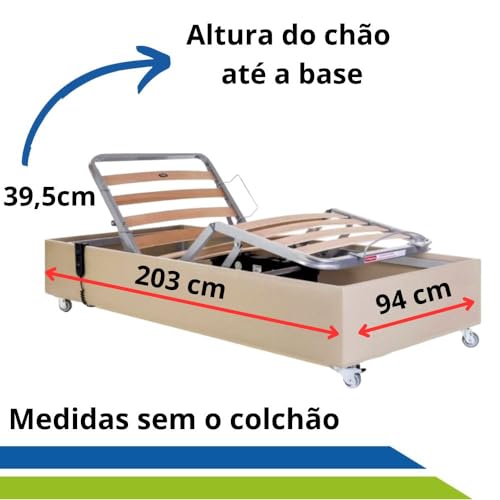 Cama Hospitalar Elétrica Idoso com Rodas Controle Remoto Bivolt até 150kg Pilati