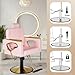 MIMWOW Salon Chair for Hair Stylist, Hair Barber Chair with Heavy Duty Hydraulic Pump, Reclining Salon Chair Tattoo Braiding Beauty Spa Equipment, Cool Light Pink