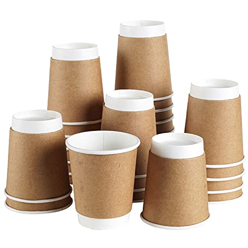 Image of Greenmile Disposable Paper Cups 25 Pack - 240 ml, 8 oz - Disposable Glasses Double Wall Paper Coffee Cups, Hot and Cold Beverage Drinking Tea Cup for Parties, Kitchen, Bathroom, Espresso