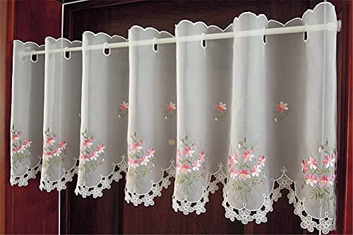 Cortina de gasa transparente con delicado bordado rústico para ventanas sofisticadas 4