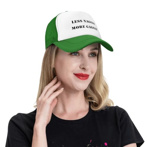 Image of Less Naggin More Gaggin Trucker Hat Funny Baseball Caps Adjustable Fishing Hats for Men Women Black