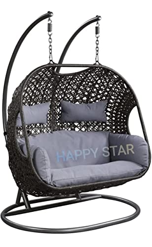 Image of Outdoor Furniture Double Seater Swing, Beautiful Swing with Stand. (Black /Grey)
