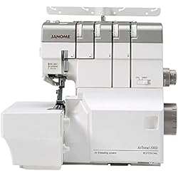 Maquina Overlock Janome Janome AirThread 2000D PROFESSIONAL - Sobrebloqueo, 4 hilos, con entrada de aire, gran mesa de trabajo, sistema de enhebrado de aire pulsando un botón, para usuarios superiores e inferiores