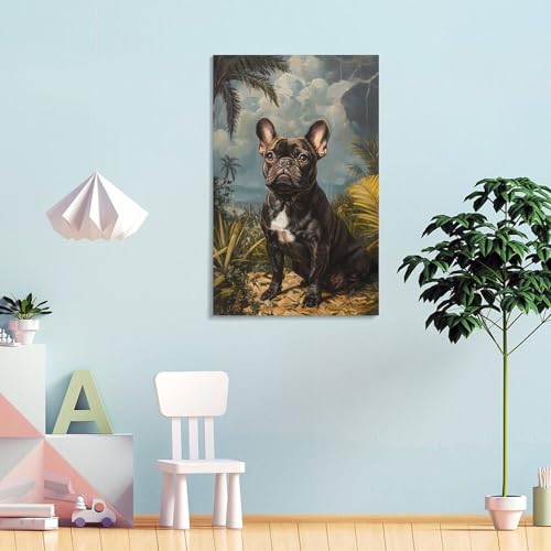 Impression sur toile bouledogue français déco murale 40x60