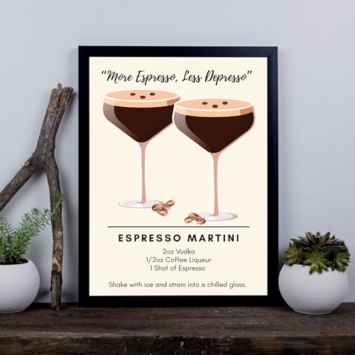Espresso Martini impression d'art chic encadrée format moyen avec guide de recettes - 6