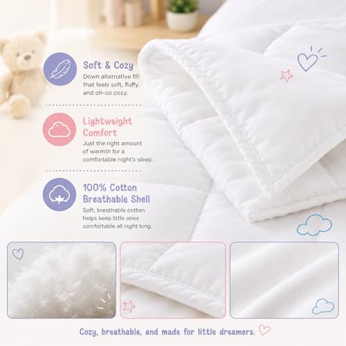 Image of Continental Bedding Toddler Comforter, Down Alternative Duvet Insert, 100% Cotton Shell, Lightweight Breathable Blanket for Crib and Toddler Bed, 33x42
