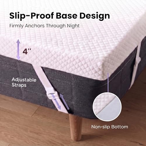 Image of Marsail Queen Mattress Topper, 4 Inch Cooling Gel Memory Foam, Breathable Soft Cover, CertiPUR-US and Oeko-TEX Certified Safe Mattress Pad for Pressure Relieve