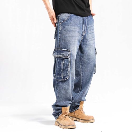 Mens Jeans Pants Stylish Casual Travel Baggy Washed Utilty Work Denim Pants Loose Fit Travel Clothes Carpenter Jeans4