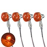 VRWEARE Universal 4Pcs Motorcycle Turn Signals LED Chrome Front Rear Lights Blinker 12V Compatible with Honda Kawasaki Suzuki Yamaha Harley (Silver)