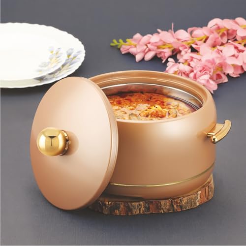 Image of Modware Atlantis Casserole 1500ml Elegant Design Premium Hot Pot, Retains Temperature for Hours, Insulated Inner Steel Casserole for Roti, Hot Box for Home, Chapati Box, Serving Bowl with Lid (Brown)