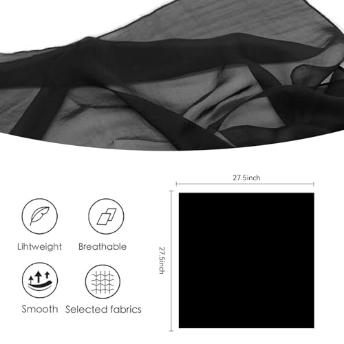 MissShorthair 50s Chiffon Scarf Sheer Square Neck Head Scarf for Women