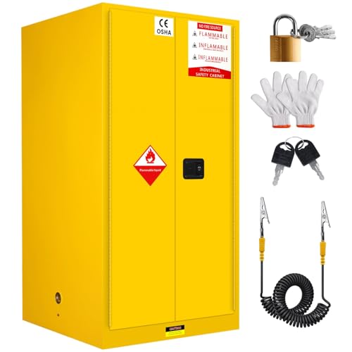 Yellow Flammable Storage Cabinet Galvanized Steel, 90 Gallon 34