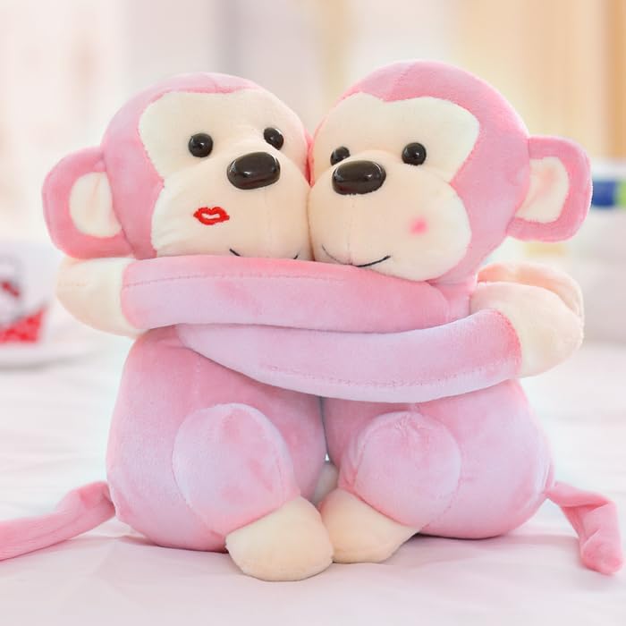 Image of Pink Bunny Costume Doll Soft Plush Stuffed Toy for Kids | Rabbit Hood Design, Soft Plush Material, Sitting Posture, Girls Soft Toy, Room Decor