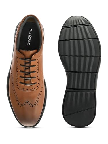 Image of San Frissco Mens Formal Shoes Textured Lace Up Brogues /Soft Cushioned Footbed with TPR Sole /Stylish, Comfortable, Trendy, Party, Outdoor Shoes for Office & College