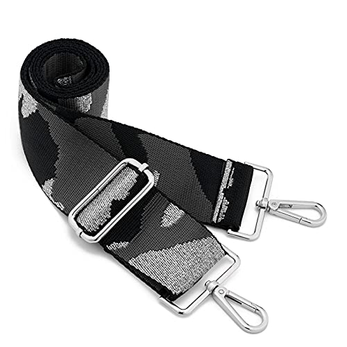 Image of Silvery Buckles Wide Shoulder Strap Adjustable Replacement Belt Crossbody Canvas Bag Handbag