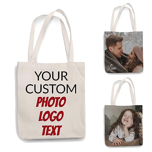 CUDIYST Personalisierte Damenhandtaschen, individuelle Tragetaschen mit Foto, Logo, Text, wiederverwendbare Umhängetaschen für Business, Reisen, Shopping, Picknick,