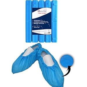 100x Omnitex® 3.5g Premium Disposable Shoe Covers, Strong Floor, Carpet Protectors. Embossed Overshoes. Medium to Heavy…