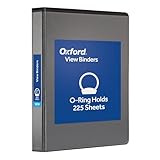 Oxford Ring Binders, 1' Round Ring Binders, View Binder, Covers on 3 Sides, XtraLife Hinge, Non-Stick, PVC-Free, Black, 225 Sheet Capacity (1002546)