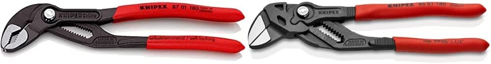 KNIPEX Cobra Pliers (8701180) and Pliers Wrench, Black Finish (8601180), 7 1/4-Inch