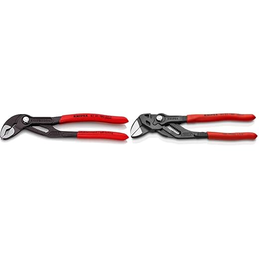 KNIPEX Cobra Pliers (8701180) and Pliers Wrench, Black Finish (8601180), 7 1/4-Inch