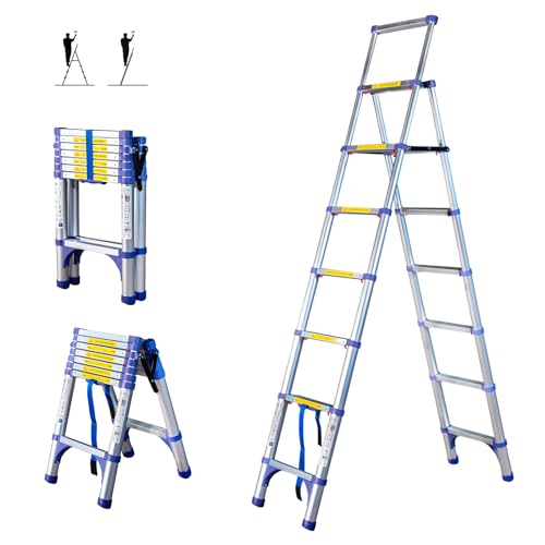 HOSTRÖM Escalera telescópica de 8 escalones EXTENDACT8, Escalera telescópica 2,3m+2m, Escalera Plegable telescópica, Altura máxima de Trabajo 3,8m, Garantía de 5 años.