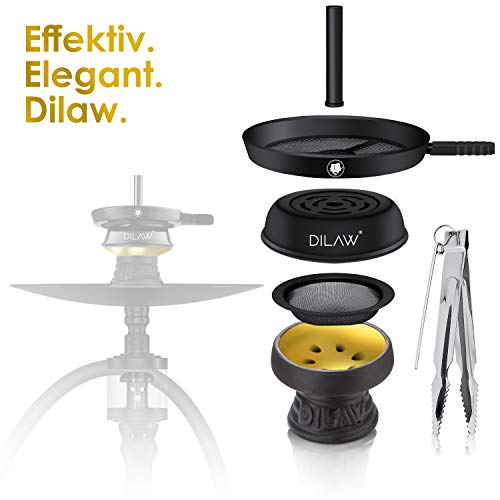 DILAW® Shisha Steinkopf Set Kaminkopf Small Tabaksieb Kohlezange Kaminaufsatz Tabak Kopf, Gold – Bild 7
