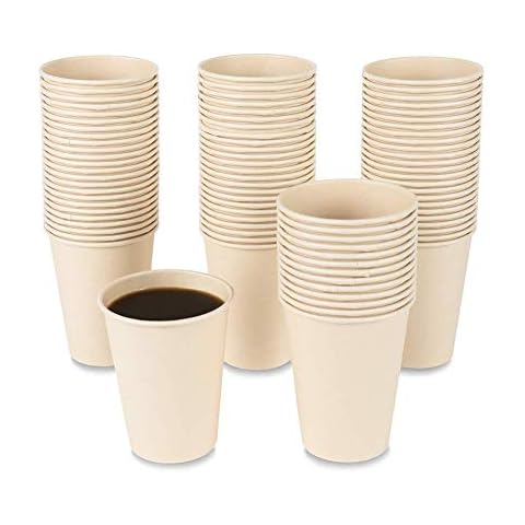 JAYEEY 160 Count 15 oz Disposable Coffee Cups Paper Cups, Plant Fiber Cups Brown Hot Cups Hot Tea hot Drink Water cups Cover