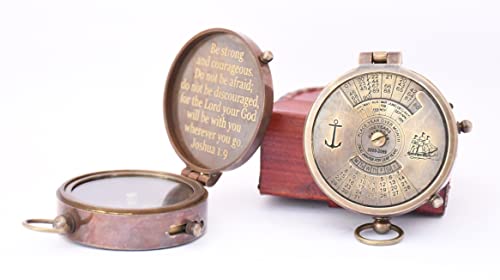 Brújula de latón portátil con caja de cuero miniatura 4