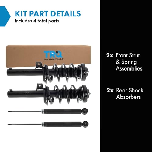 Image of TRQ Front and Rear Complete Strut Assembly & Shock Absorber Kit Complete Strut & Coil Spring Assembly Compatible with 2012-2018 Volkswagen Passat