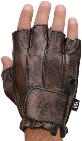 Milwaukee Leather MG7561 Men's Premium Brown Leather Gel Padded Palm Fingerless Motorcycle Hand Gloves - Image 6