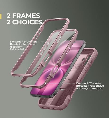 Image of Dexnor for iPhone 16 Plus Case with Slide Camera Cover&Adjustable Kickstand & Built-in Screen Protector,Compatible Wireless Charging Shockproof Cases Heavy-Duty Magnetic Protective Cover,Peony Pink