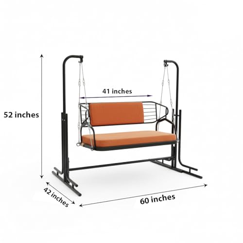 Image of s k modern art Two Seater Swing with Stand | Jhula for Adults with Cushion for Home /Patio (Black, Reversible Back, Two Seater)