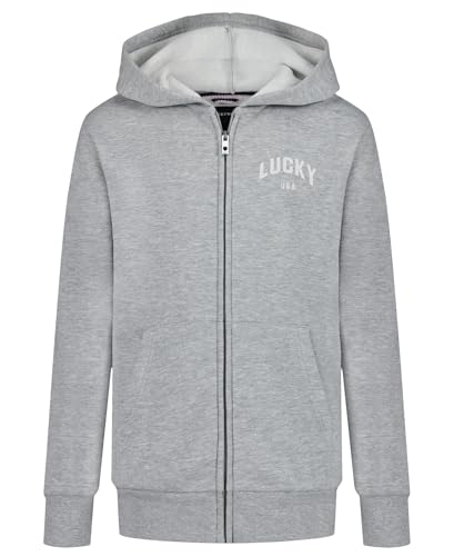 Lucky Brand Boys' Long Sleeve Fleece Full Zip Hoodie, Comfortable, Relaxed Fit with Front Pockets
